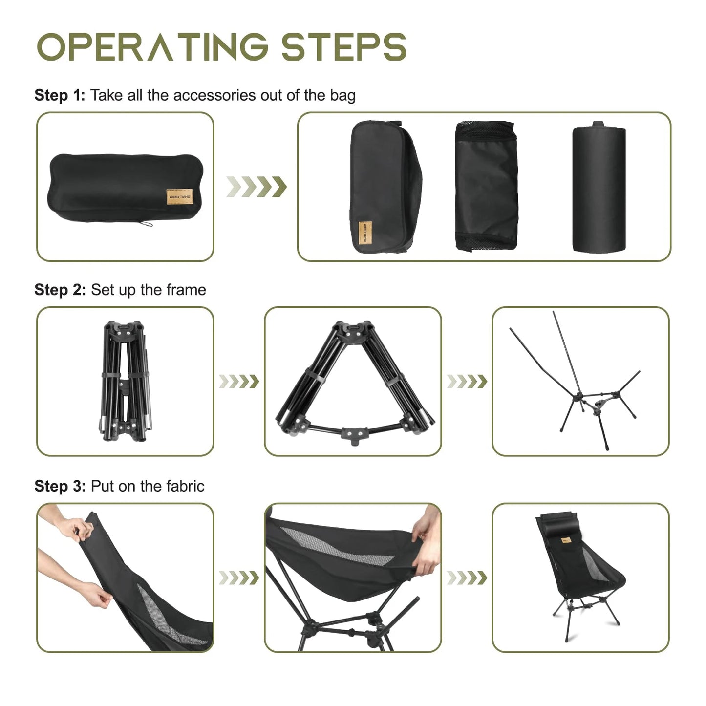 Camping Chair | Lightweight Folding | High Back With Head Support | One Size