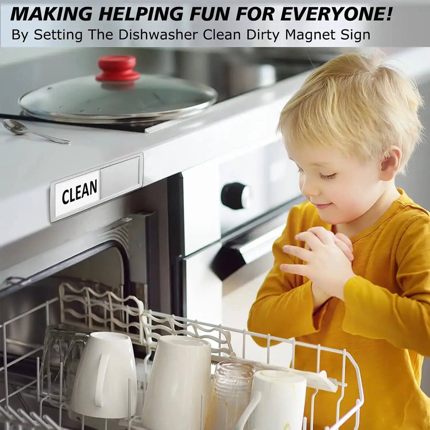 Dishwasher Magnet Sign | Optional Adhesive Magnetic | Easy Read | Medium
