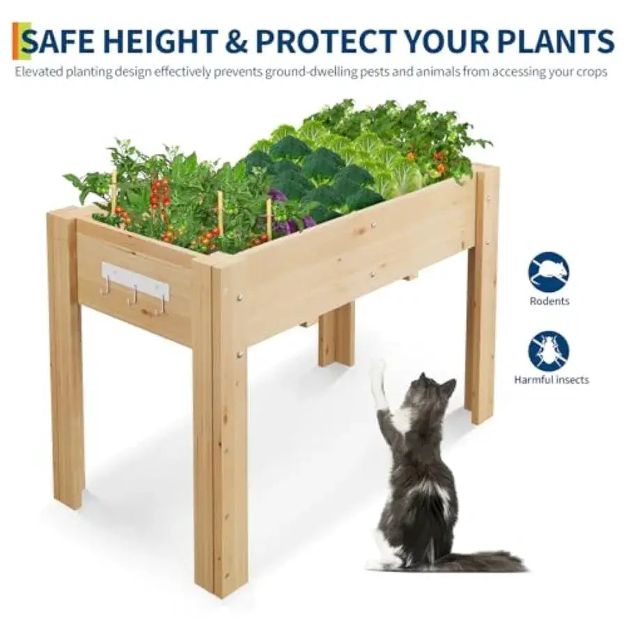 47x30x22 Inch Raised Garden Bed with Legs and Hooks Elevated Wood Planter Box Stand 4x2.5x1.8 Ft for Vegetables and Herbs Outdo from PriceLows™