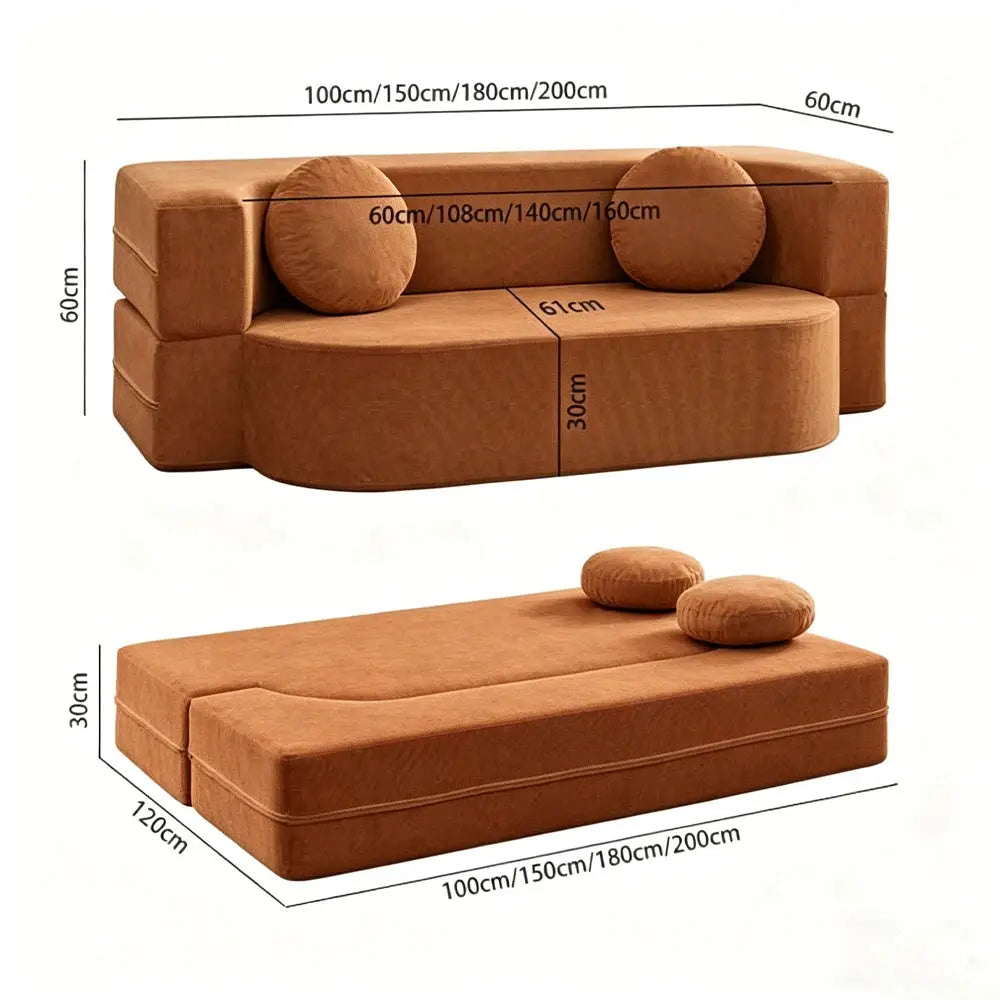 Folding Sofa Bed Dual-use Modular Compression Sofa Bed 1.5m/1.8m/2m Folding Lazy Pudding Sofa for Living Room Home Bedroom from PriceLows™