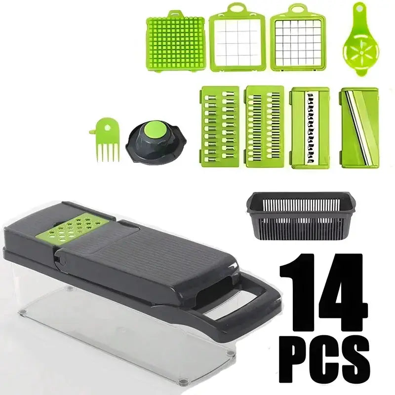 Vegetable Chopper | 16 Cutting Options | Stainless Steel | With Container