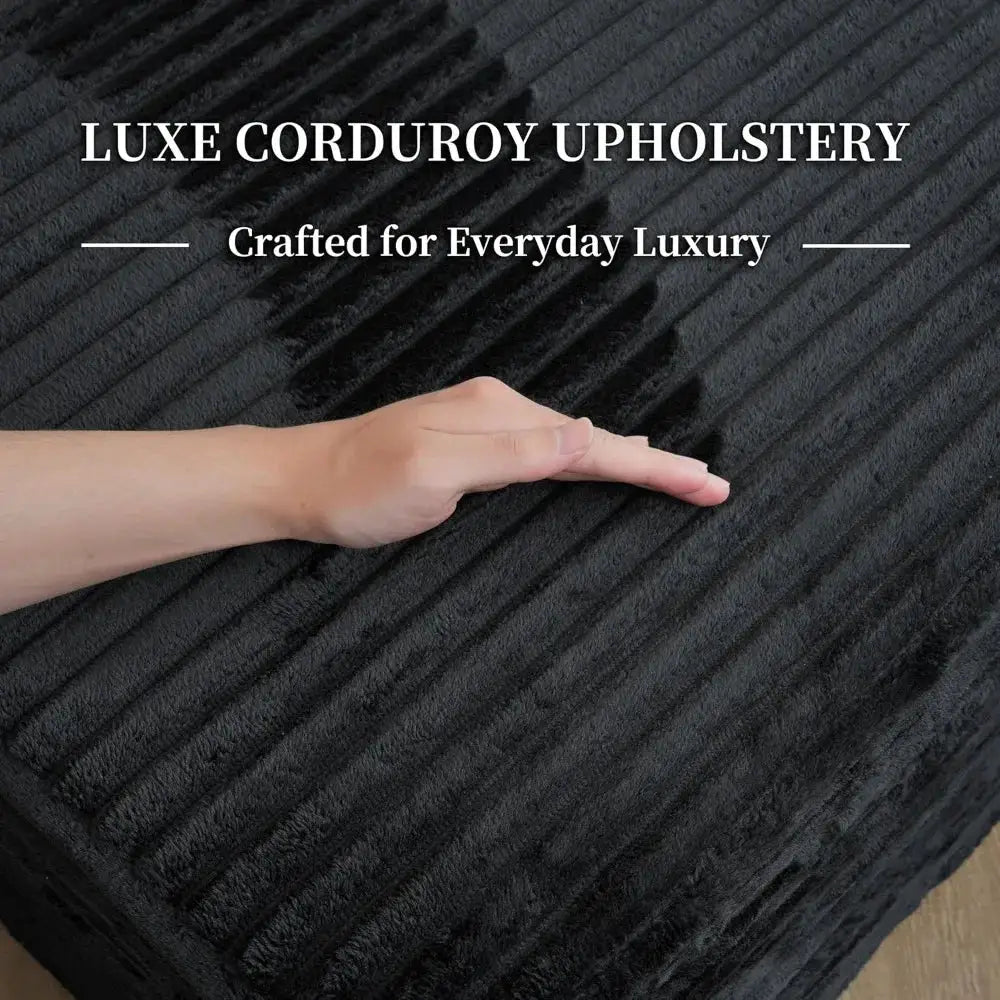 25.6" Corduroy Ottoman Foot Rest, Plush Memory Foam Couch Ottomans, Boneless Compressed Sofa in a Box for Living Room, No Assembly Required from PriceLows™