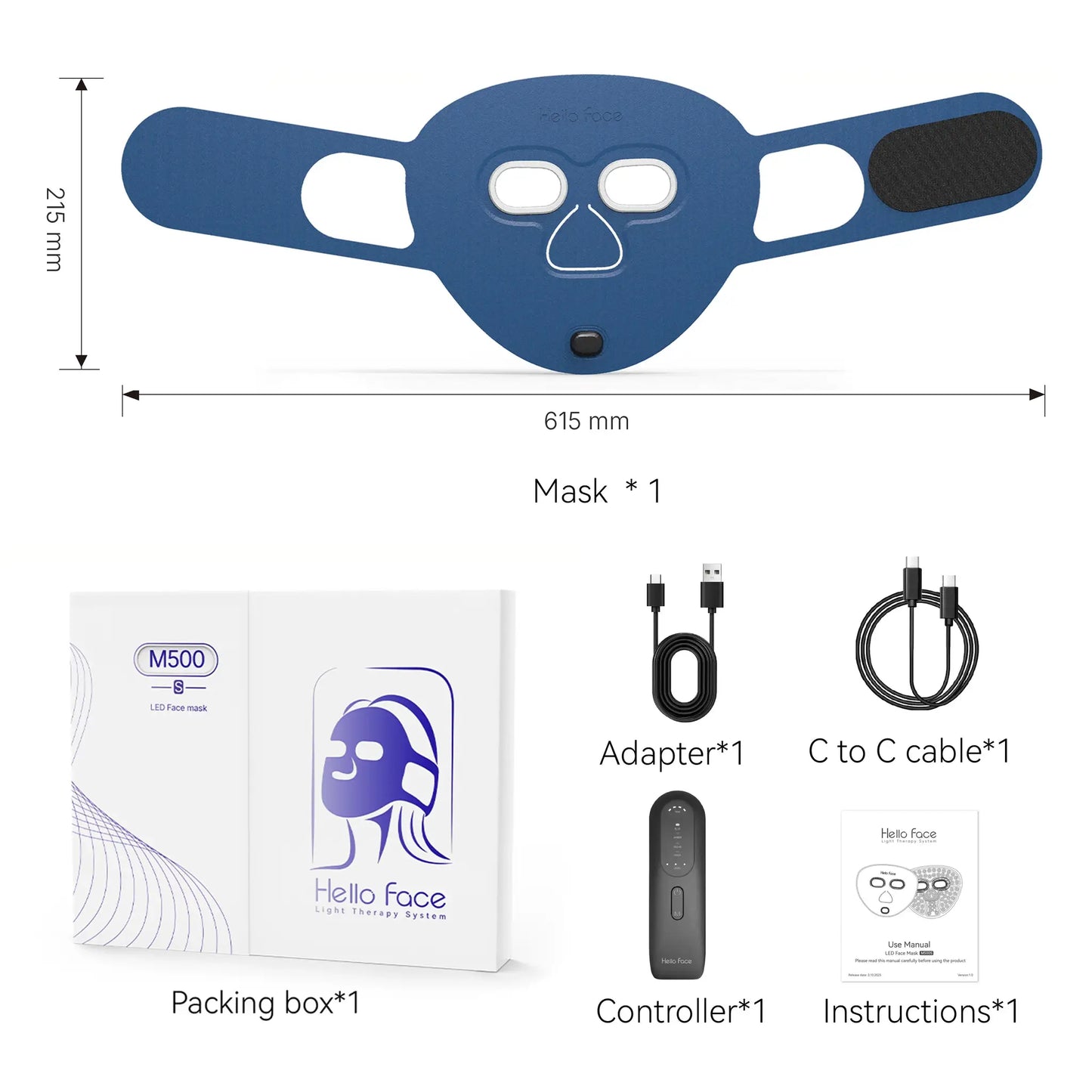 Red Light Therapy Photon Mask Hello Face M500S LED 630nm 850nm Near-Infrared Light Therapy Facial Mask Professional Beauty Care from PriceLows™
