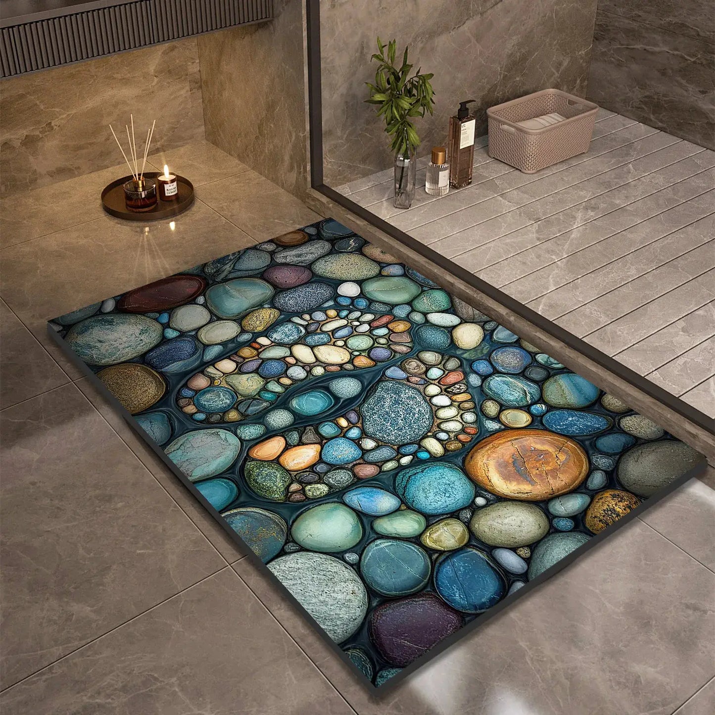 Stone Design Diatomite Bath Mat Bathroom Non-slip Shower Foot Mats Absorbent Quick Dry Toilet Rugs Carpet Doormat Washable from PriceLows™