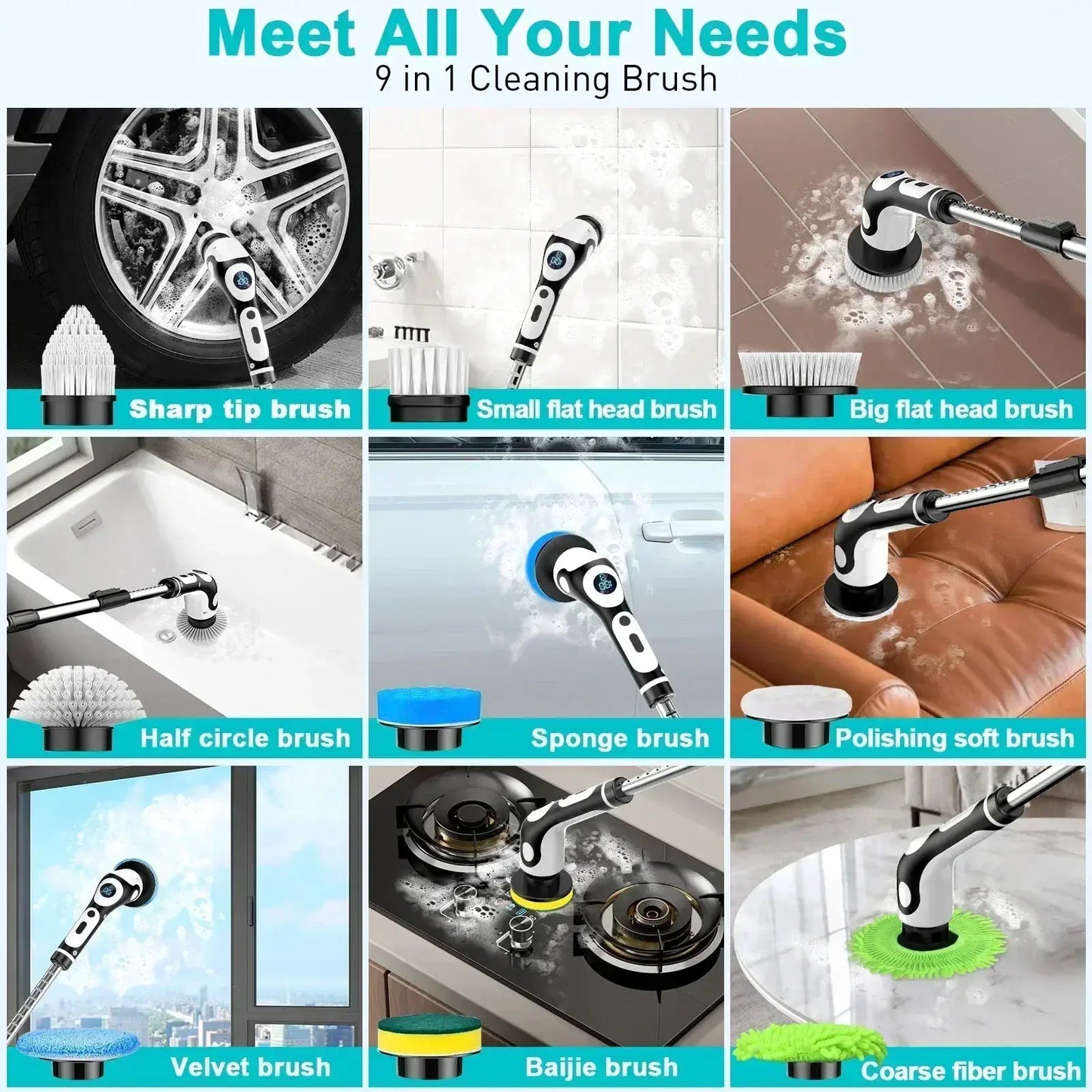 Electric Cleaning Brush | 11-In-1 Multifunction | USB Rechargeable | One Size