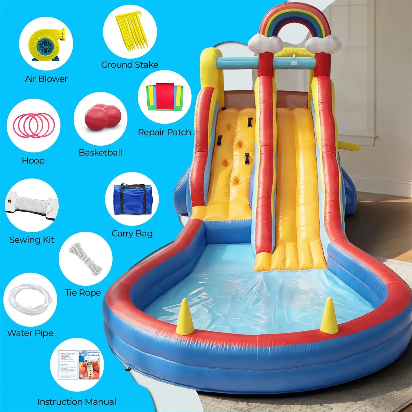 Commerci 6.1m Inflatable Bounce House Water Slide With 680W Blower for Kids and Adults Children's Playground from PriceLows™