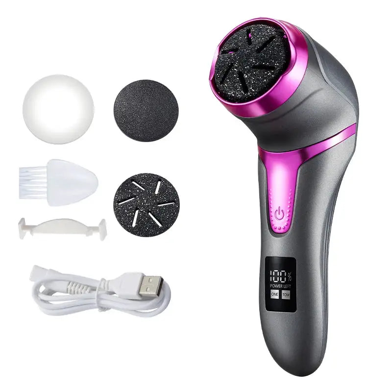 Rechargeable three head electric scab remover with chip removal vacuum cleaner, portable foot repair kit, LED display screen from PriceLows™