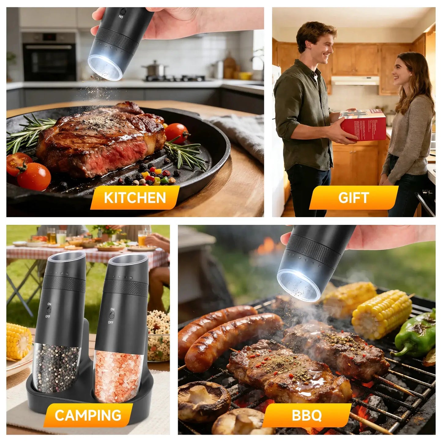 Electric Salt And Pepper Grinder Set | Battery Powered | Adjustable Coarseness