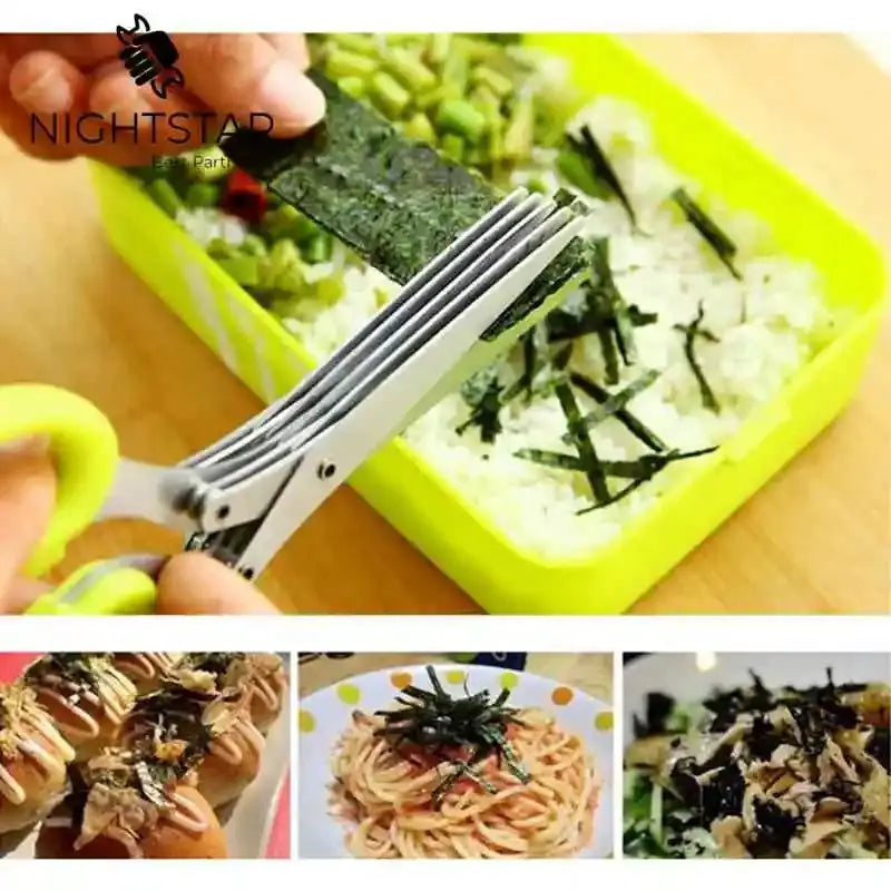 Multi-functional Stainless Steel Scissors For Kitchen Knives 5 Layers Sushi Scissors Shredded Scallion Cut Herb Spices Scissors from PriceLows™