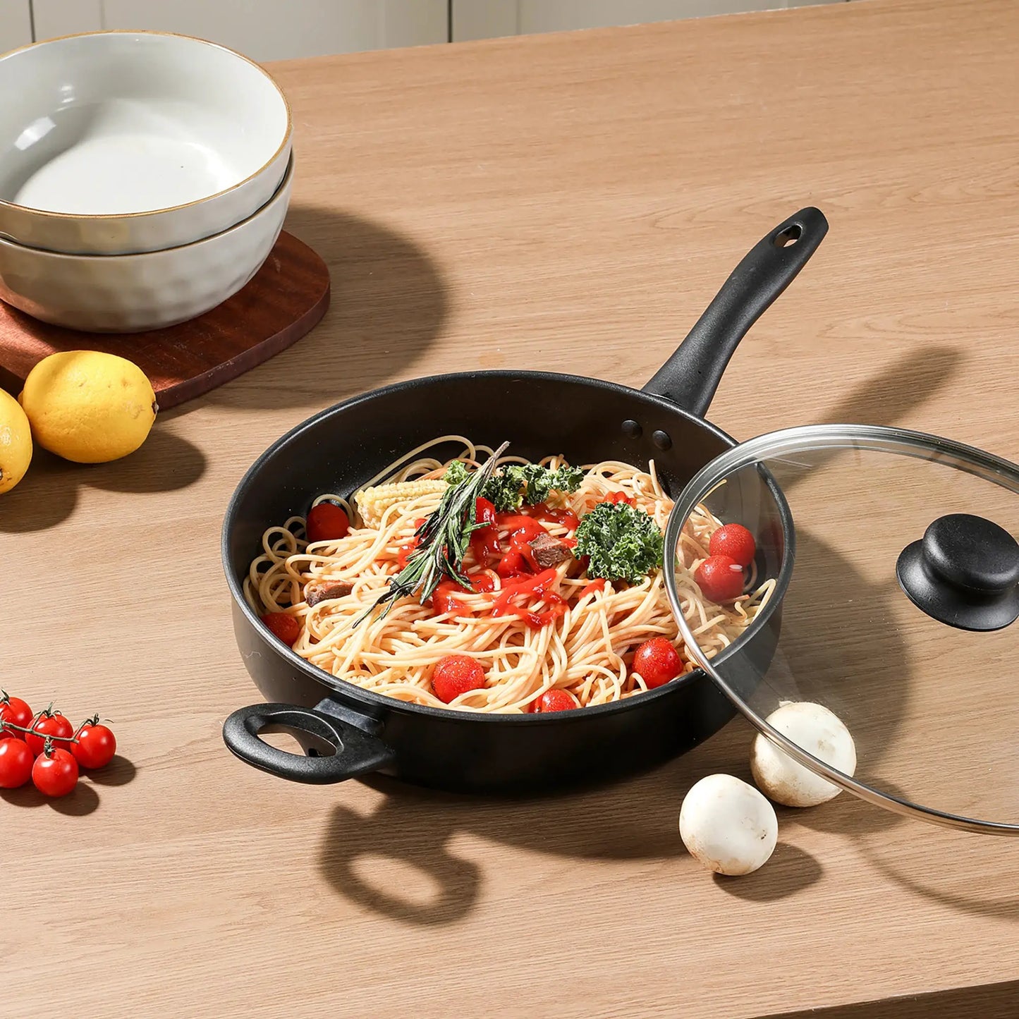Non-Stick Frying Pan | 4 Quart Capacity | 28 cm Diameter | Glass Lid Included