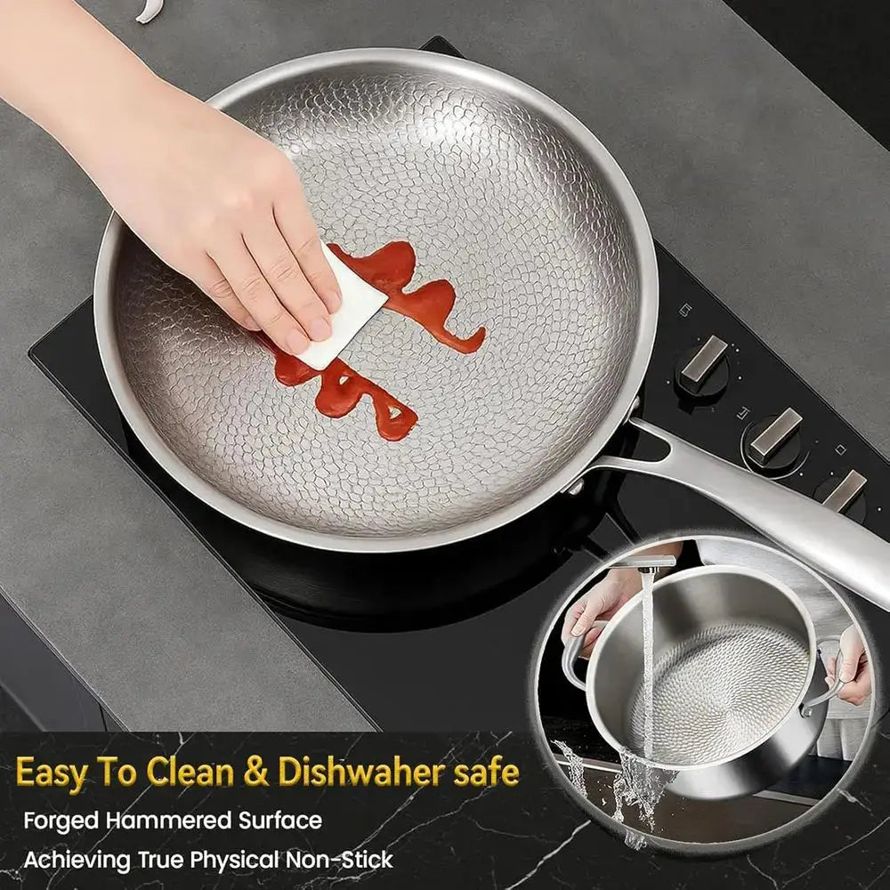 3-Piece Hammered Nonstick Cookware Set: Pan, Soup Pot, Wok with Steamer, Even Heat, All Cooktops Compatible from PriceLows™