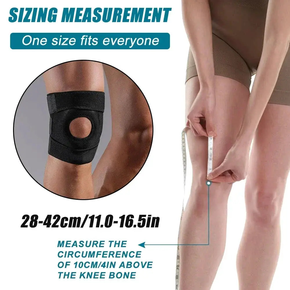 Knee Support Brace | Open Patella Design | Adjustable Closure | Single Unit
