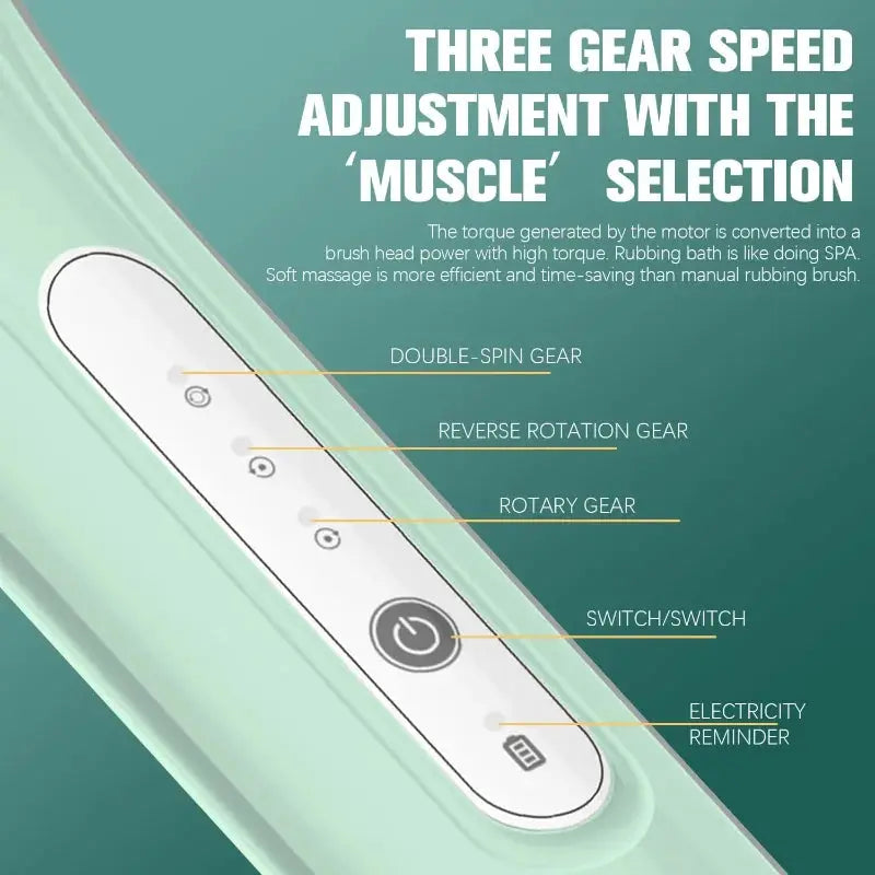 Electric Bath Brush | 3-Speed Adjustable | Back Scrubber | 6 Attachments