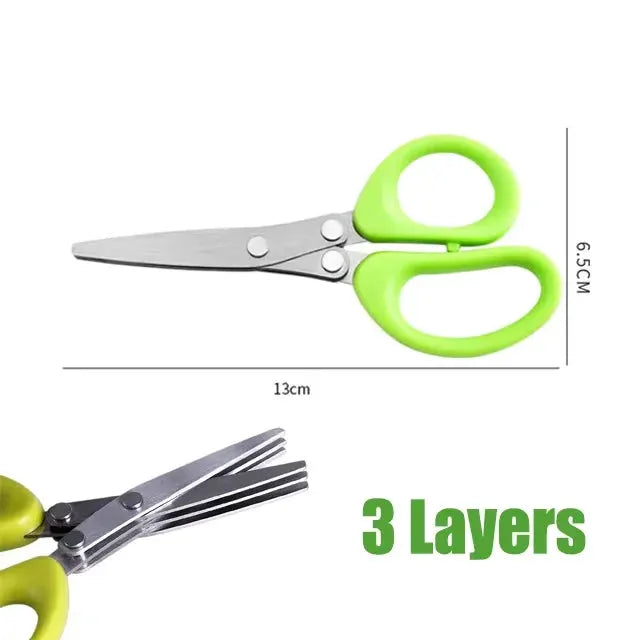 Multifunctional Scissors Stainless Steel 5 Layer Kitchen Scissors Scallion Cutter Pepper Herb Laver Spices Onion Cooking Tool from PriceLows™