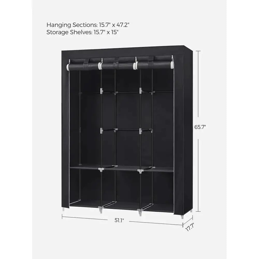 Portable Closet, Wardrobe Closet Organizer With Cover, 3 Hanging Rods And Shelves, 4 Side Pockets, 51.2 X 17.7 X 65.7 Inches, La from PriceLows™