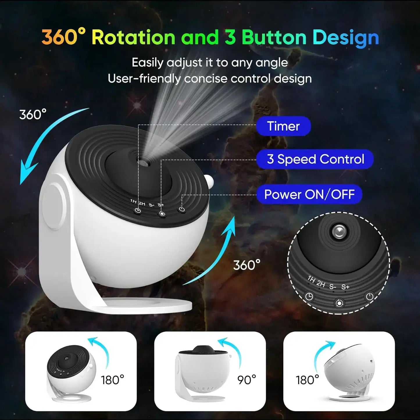 Projector Night Light | 4K HD Galaxy Starry Sky Projection | 360 Degree Rotation