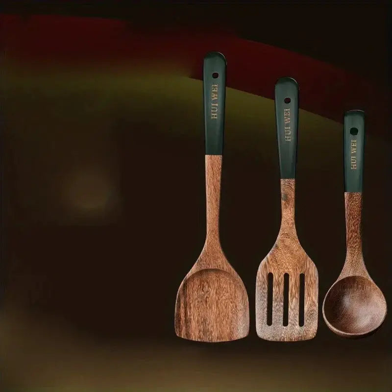 A set of wooden kitchen utensils such as spatula, cooking special, household non-stick pan, heat-resistant and durable cookware from PriceLows™