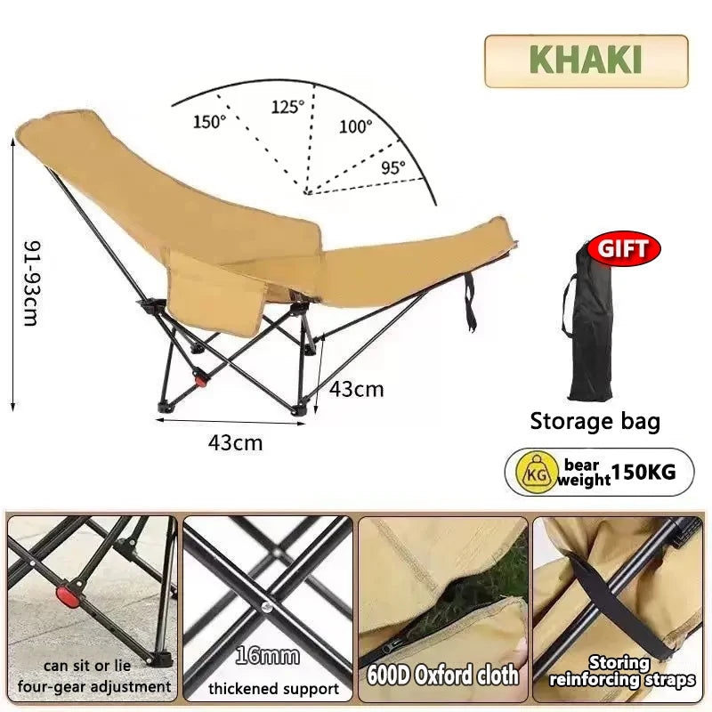 Camping Chair | Four Position Adjustable | Metal Frame | One Size