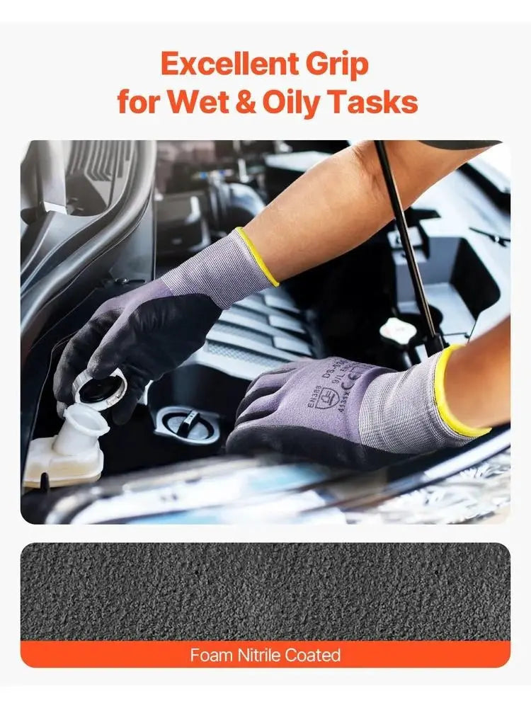 Work Gloves 12 Pairs Touch Screen Nitrile-Coated Garden Construction Gloves from PriceLows™