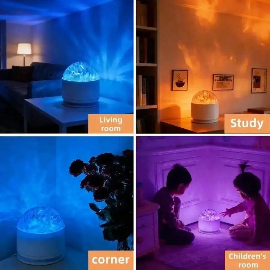 Ocean Wave & 3D Water Ripple Projector Light, 16-Color Round Mood Lamp LED Night Light for Relaxation & Romantic Ambience from PriceLows™