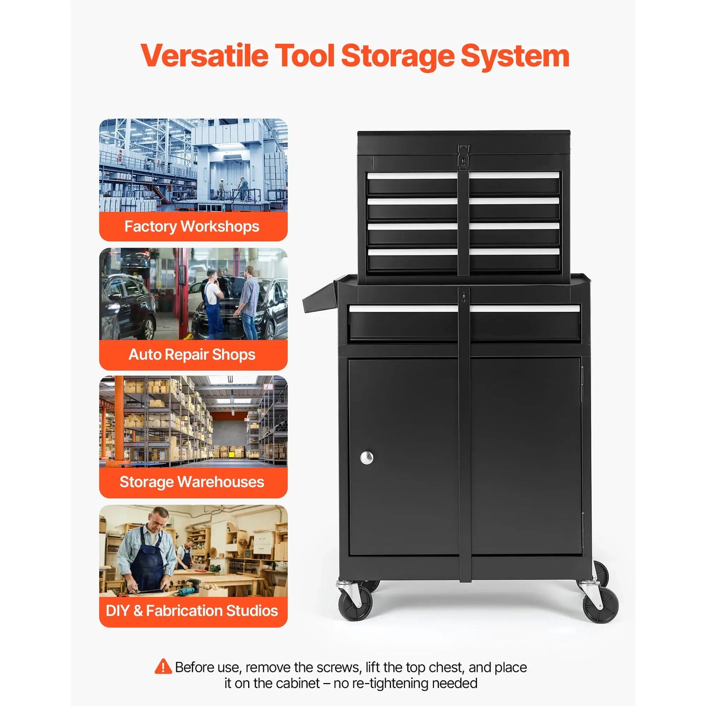 SucceBuy 5 Drawers Rolling Tool Chest 2-in-1 Tool Cabinet Organizer with Lock Bar Metal Toolbox for Workshop Garage Storage from PriceLows™