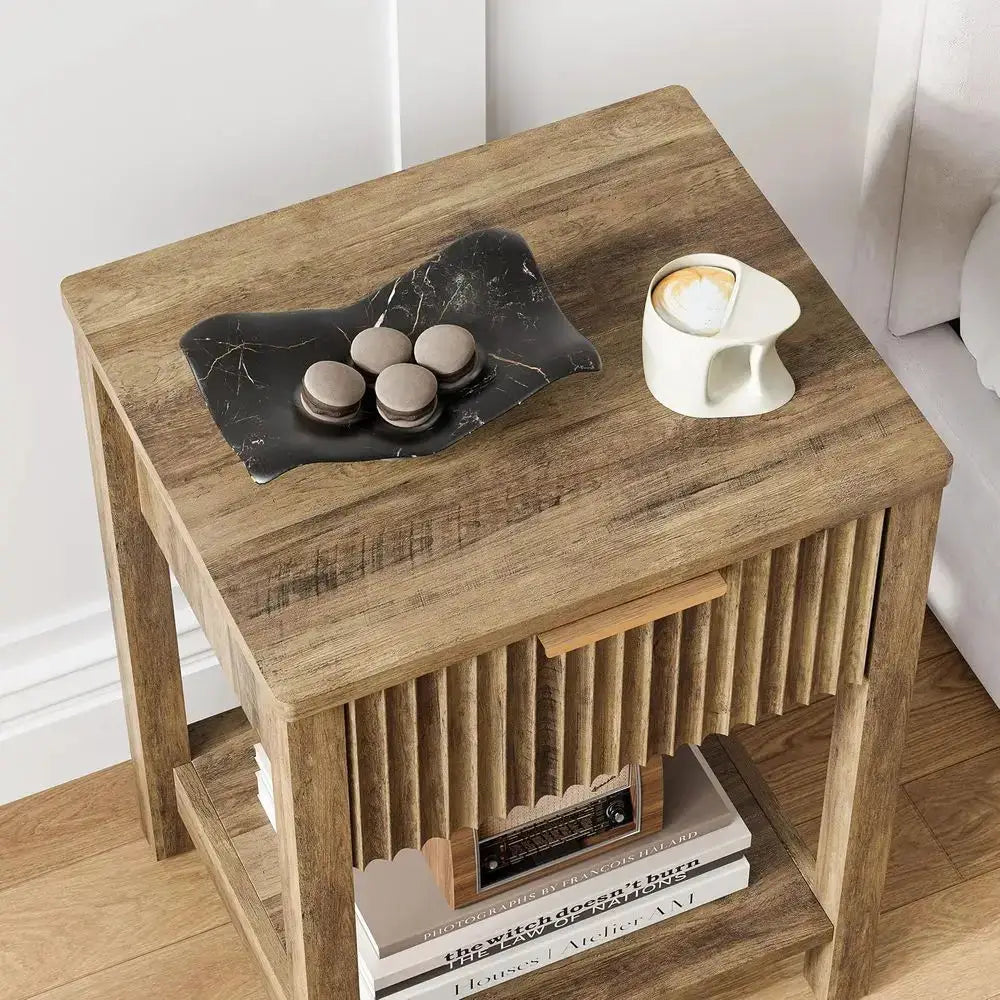 2-Piece Wooden Nightstand Set with Open Storage Shelf, Ideal for Bedroom or Living Room, Brown from PriceLows™