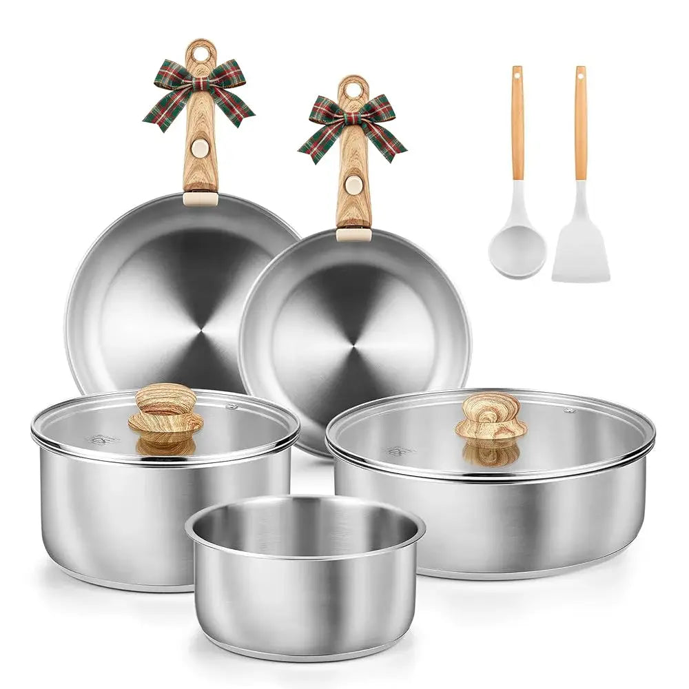 KOCH SYSTEME CS 11 Piece Stainless Steel Cookware Set, 11pcs Stainless Steel Pots and Pans Set with Detachable Handle from PriceLows™