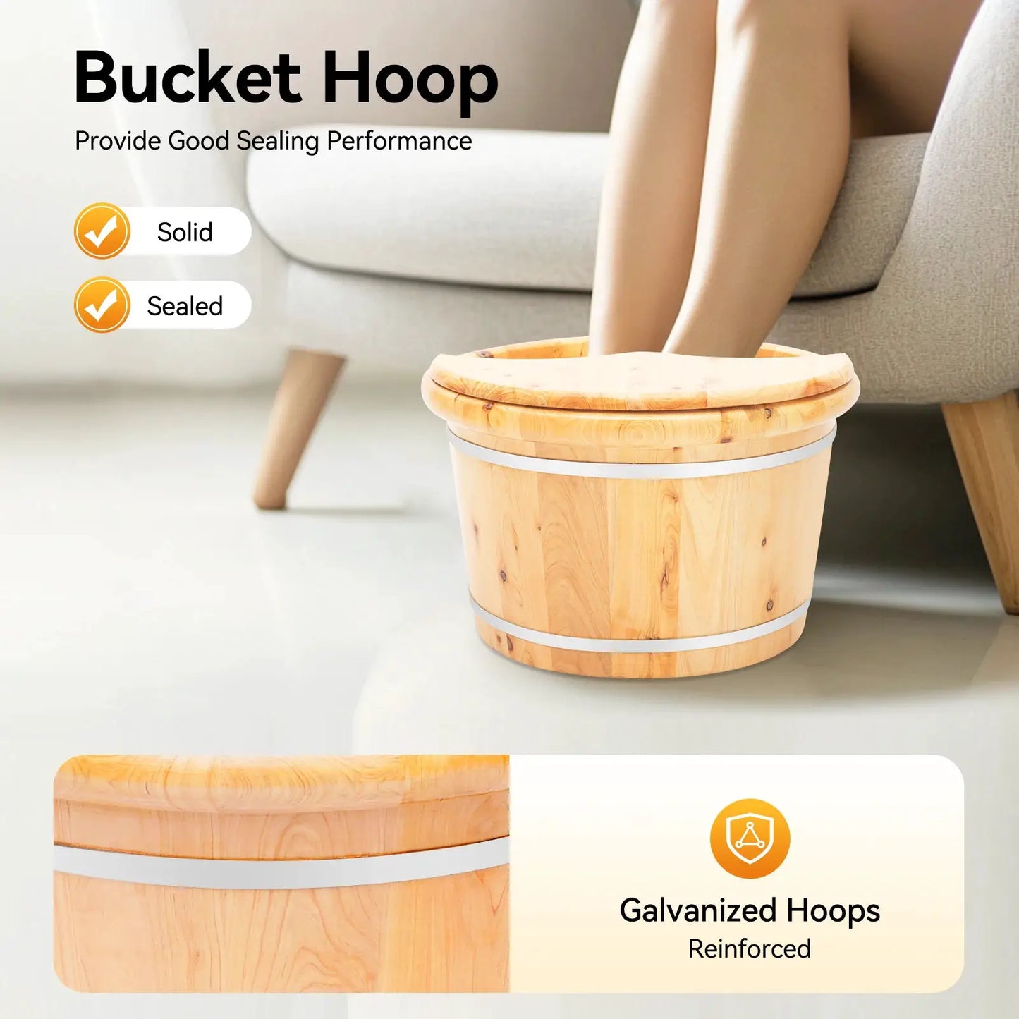 Cedar Wood Foot Spa | 12.2 Inch Depth | Massage Roller | 30 Min Heat