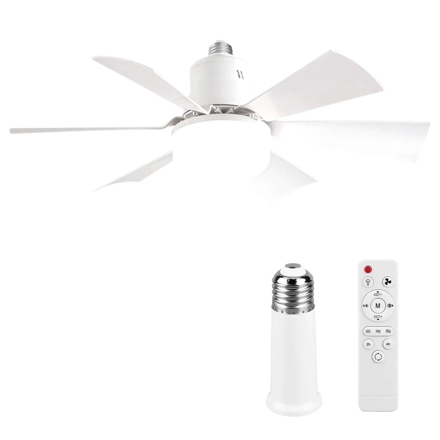 Screw in Ceiling Fan in Light Socket with Remote Ceiling Fan with Light with Extender & 6 Blades for Bedroom Kitchen from PriceLows™
