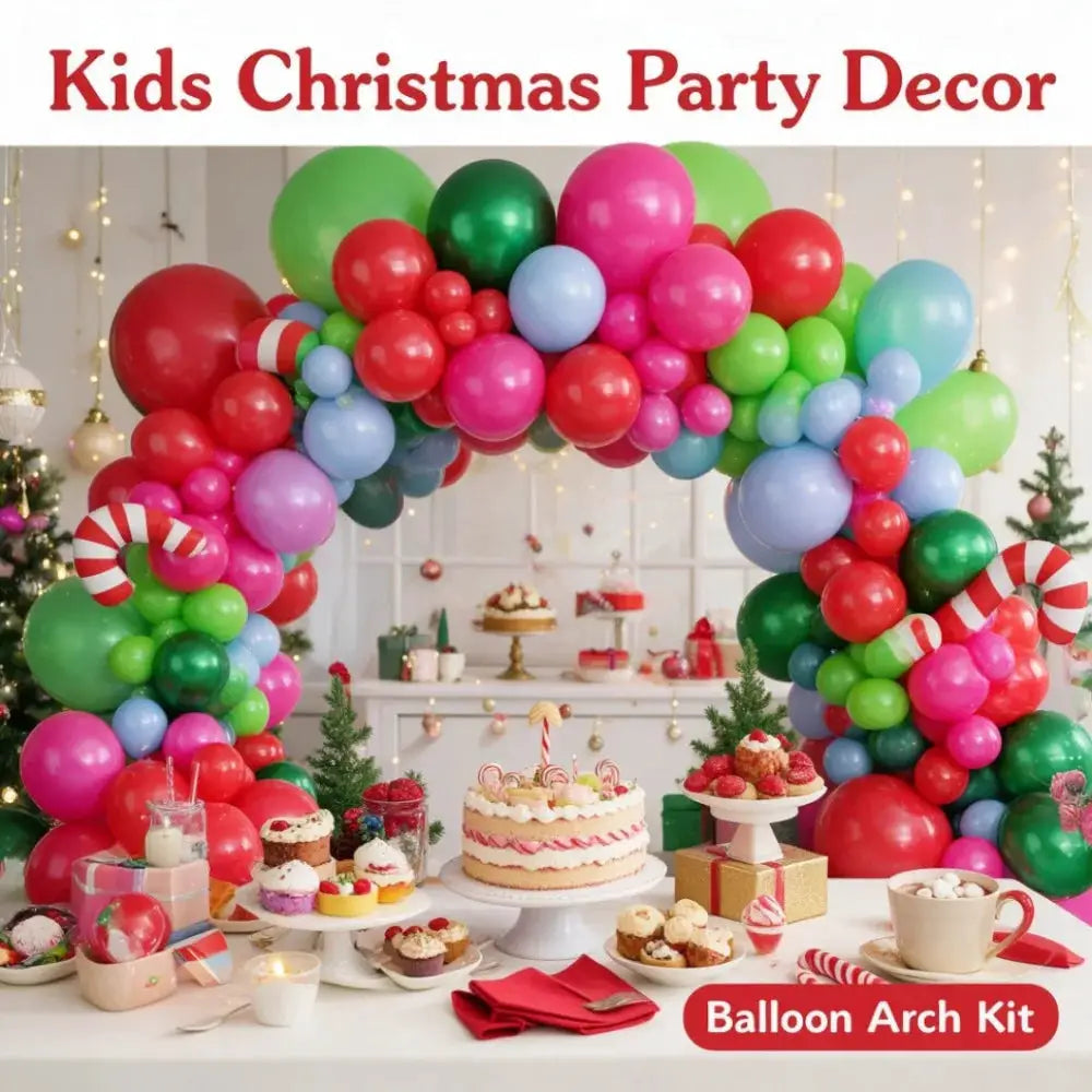 Christmas Balloon Garland Kit | Latex And Foil | Candy Cane Theme | Party Decor
