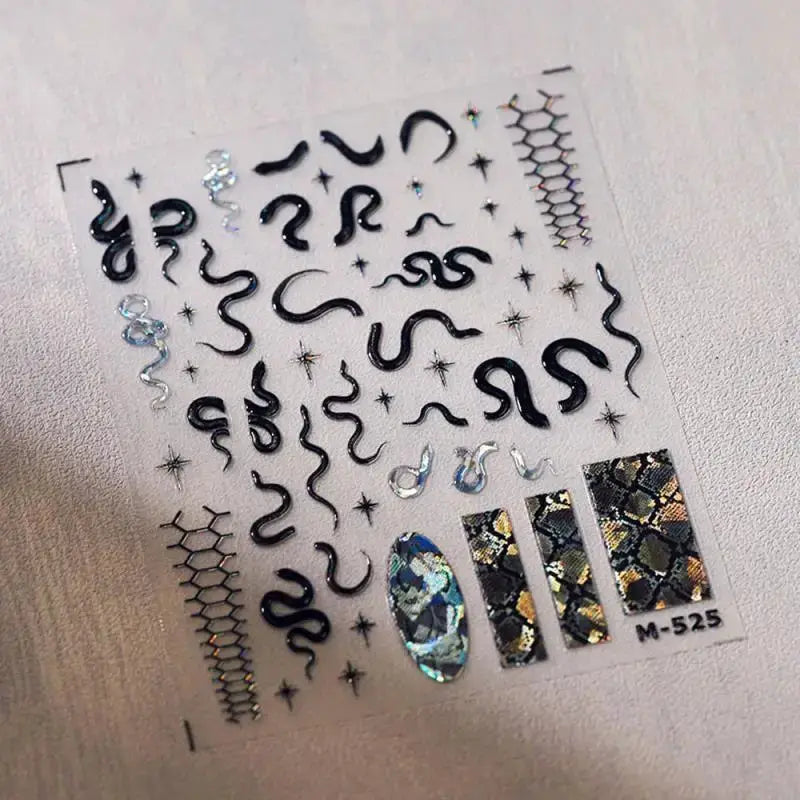 Gold Silver Snake Stars Nail Stickers for Nail Decoation Decals 5D Self-Adhesive Bronzing Stars Moon Totem DIY Supplies Slider from PriceLows™