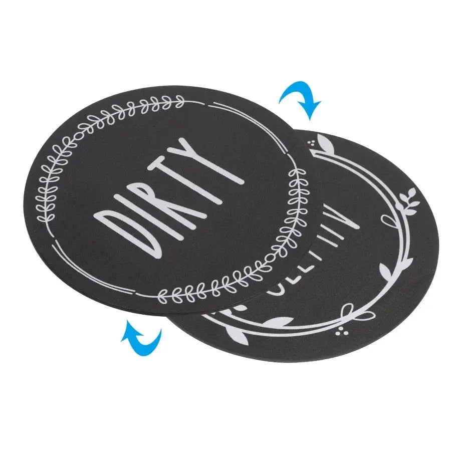 Dishwasher Magnet | Round Sign | Black | Standard Size
