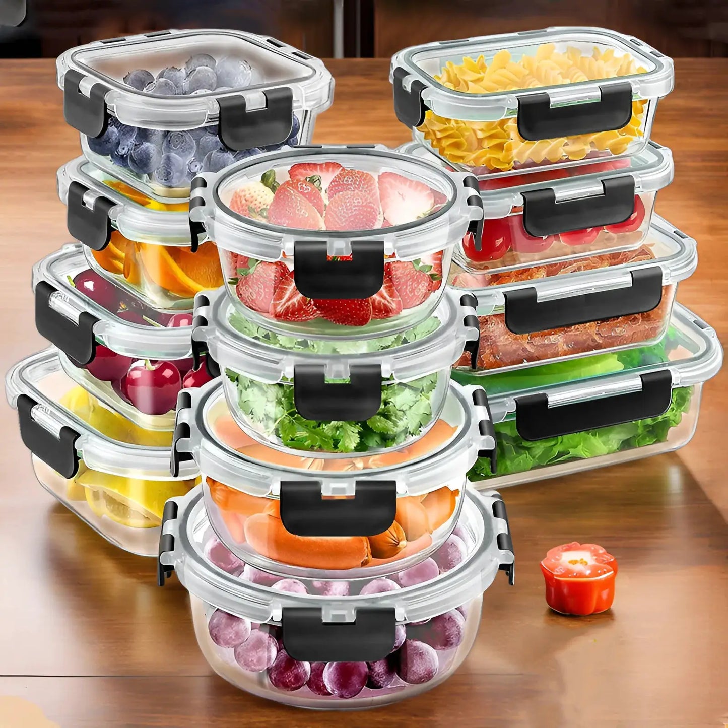 12pcs Glass Lunch Box Food Storage Containers Meal Prep Airtight Bento Boxes for Microwave Oven Freezer and Dishwasher BPA Free from PriceLows™