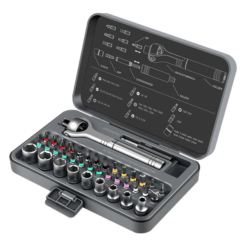 Galacok 40 in 1 Magnetic Ratchet Screwdriver Set, Multi-functional Wrench Set with 180° Adjustable Handle S2 Bits and Socket Set from PriceLows™