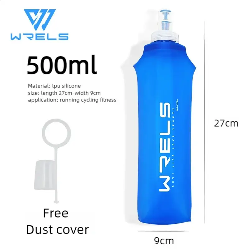 WRELS Soft Folding Water Bottle Collapsible Silicone Outdoor Sport Traveling Camp Hiking Cycling Running TPU Portable Water Bag from PriceLows™