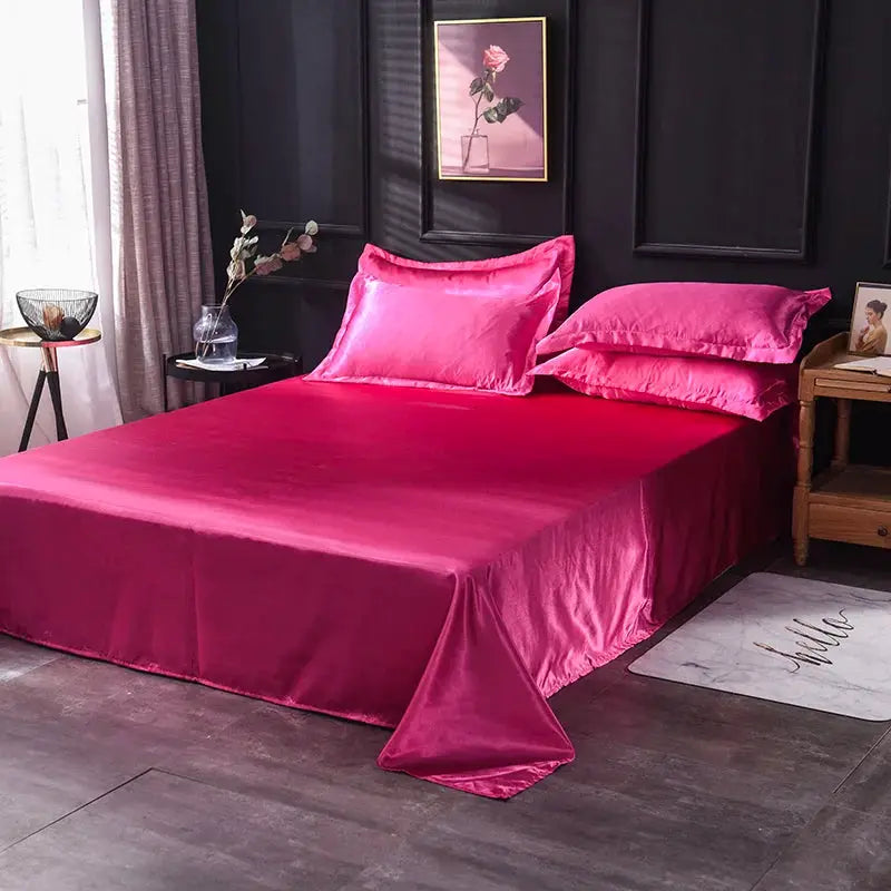 Satin Bed Sheets Set | Solid Color | Poly Cotton Blend | Single Twin Sizes