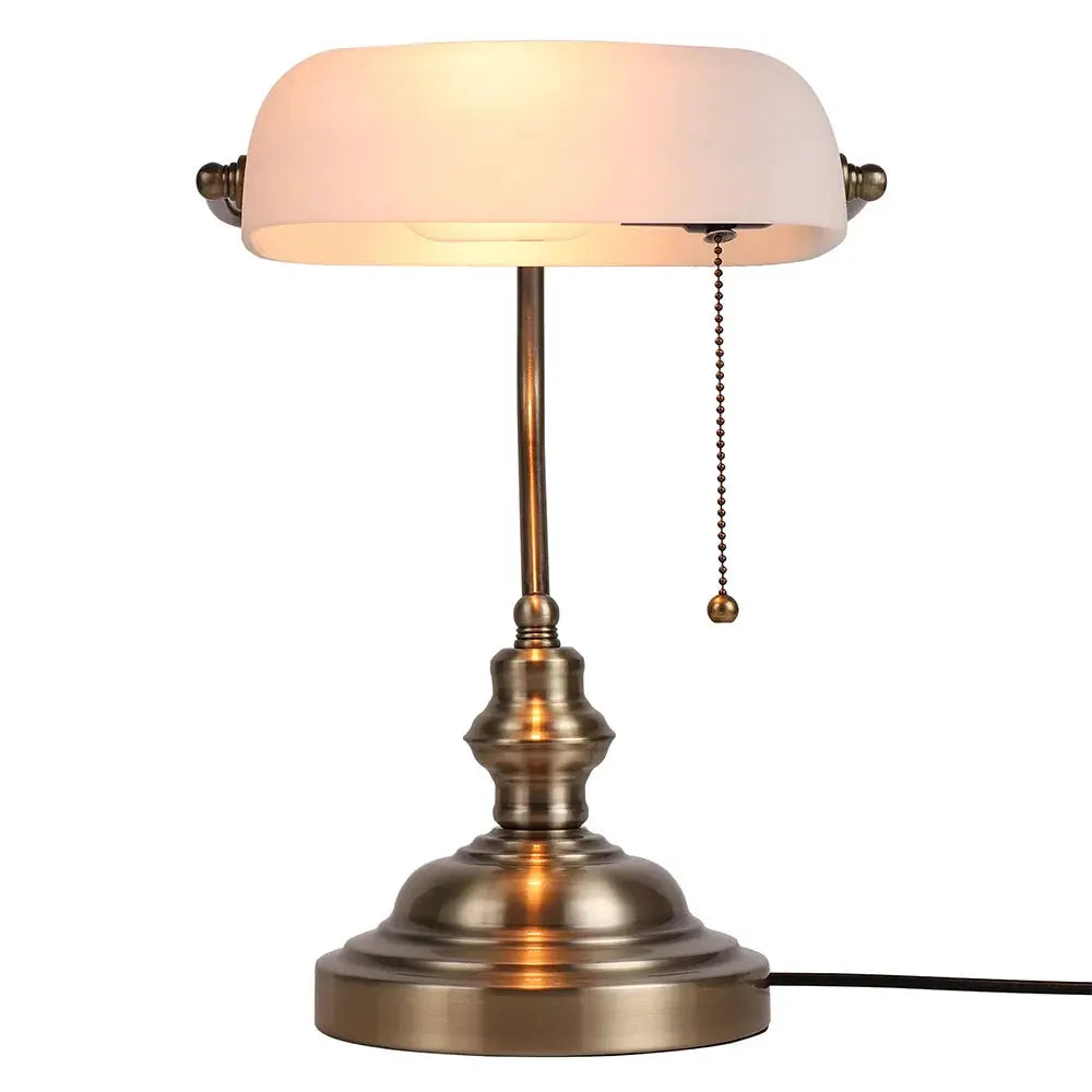 Vintage glass banker‘s lamp zipper switch desk lamp bedroom home stuy restaurant library office light night lamp from PriceLows™