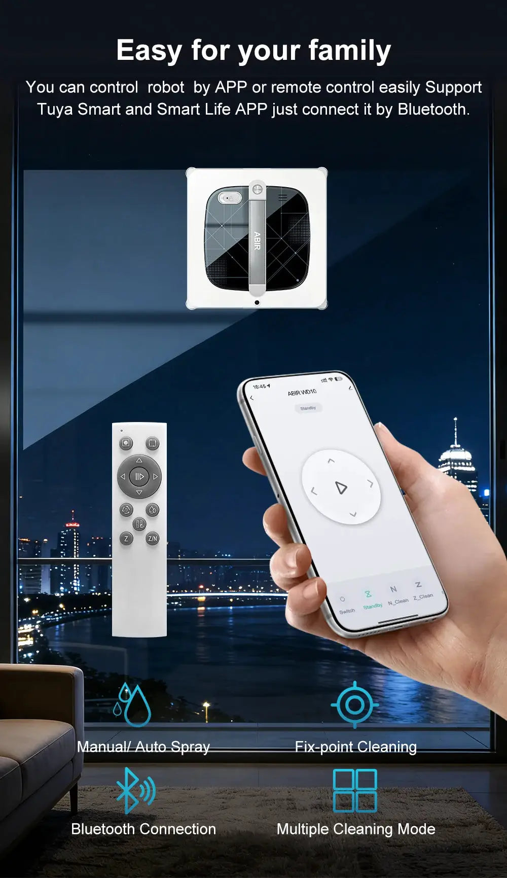 Window Cleaning Robot | 10000Pa Suction | Dual Roller Brushes | WD10