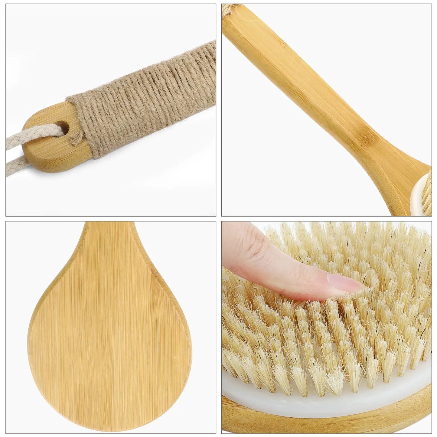 Bath Brush | Long Handle | Boar Bristle | Brown Rope