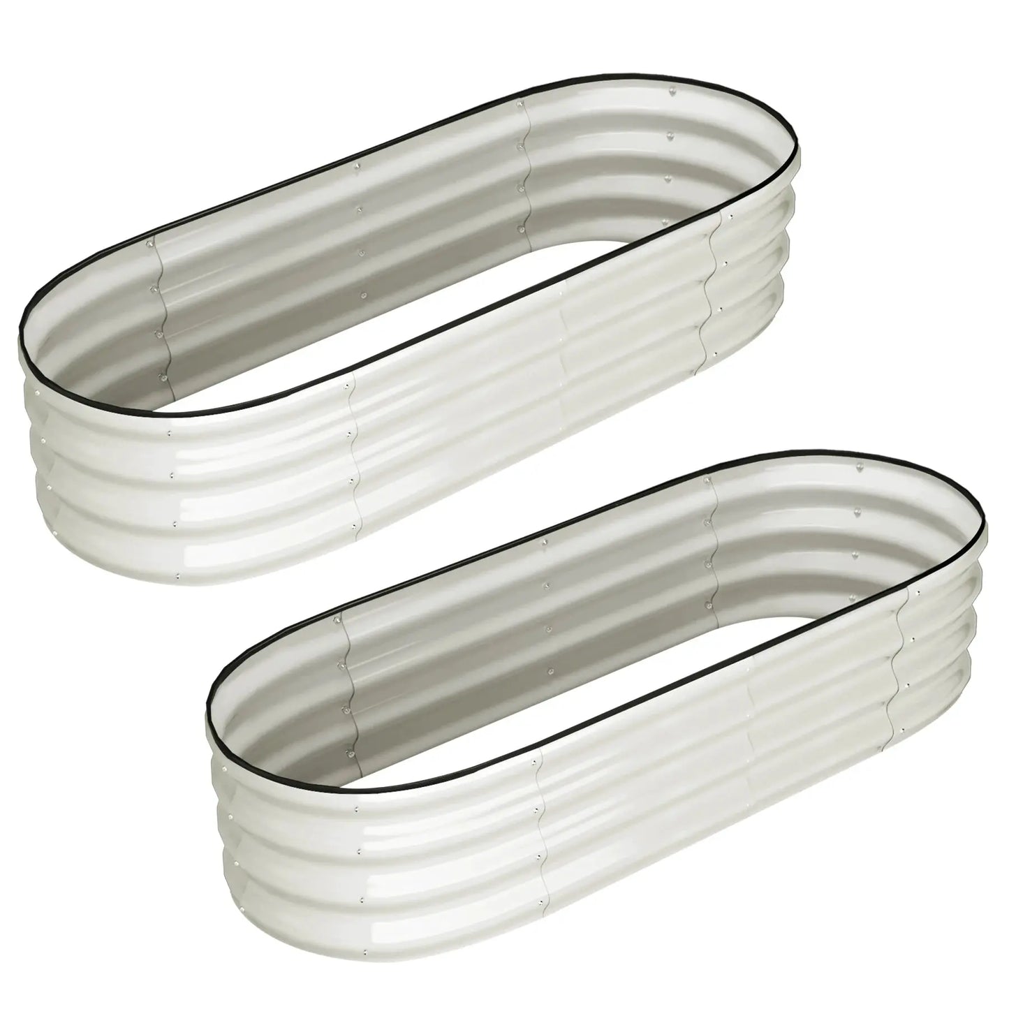 2 Pcs 4.5x2x1ft Oval Raised Garden Bed, Galvanized Raised Beds,Open-Ended Base Metal Raised Planter Beds,Garden Bed Outdoor from PriceLows™