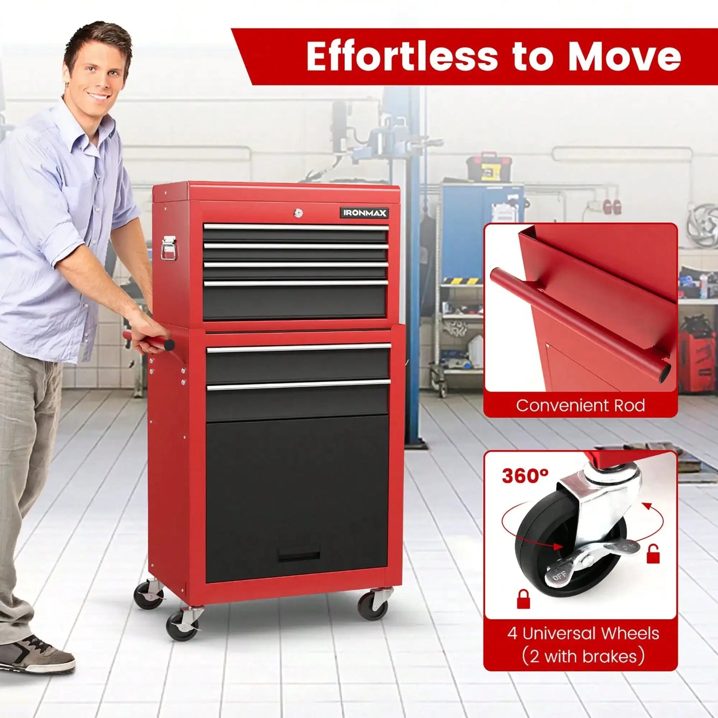 6-Drawer Rolling Tool Chest Lockable Tool Box And Storage Cabinet Garage Workshop from PriceLows™