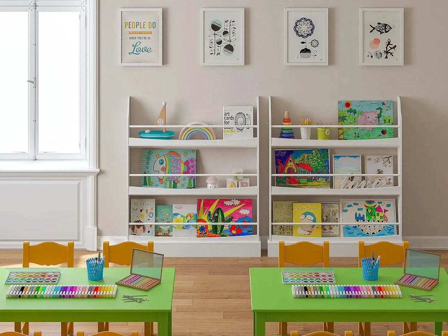 Kids Bookshelf with 3 Tiers, White Storage Rack for Bedroom, Study, Living Room from PriceLows™