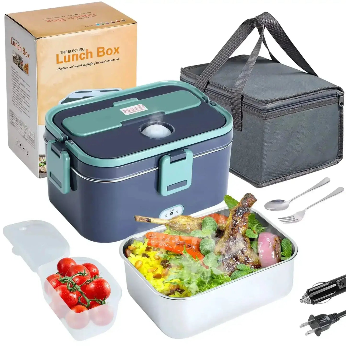 1.8L Electric Lunch Box 60W Food Heated 12V-24V 2-In-1 Portable Food Warmer Heater for Car/Truck/Home Self in-car Heating Box from PriceLows™