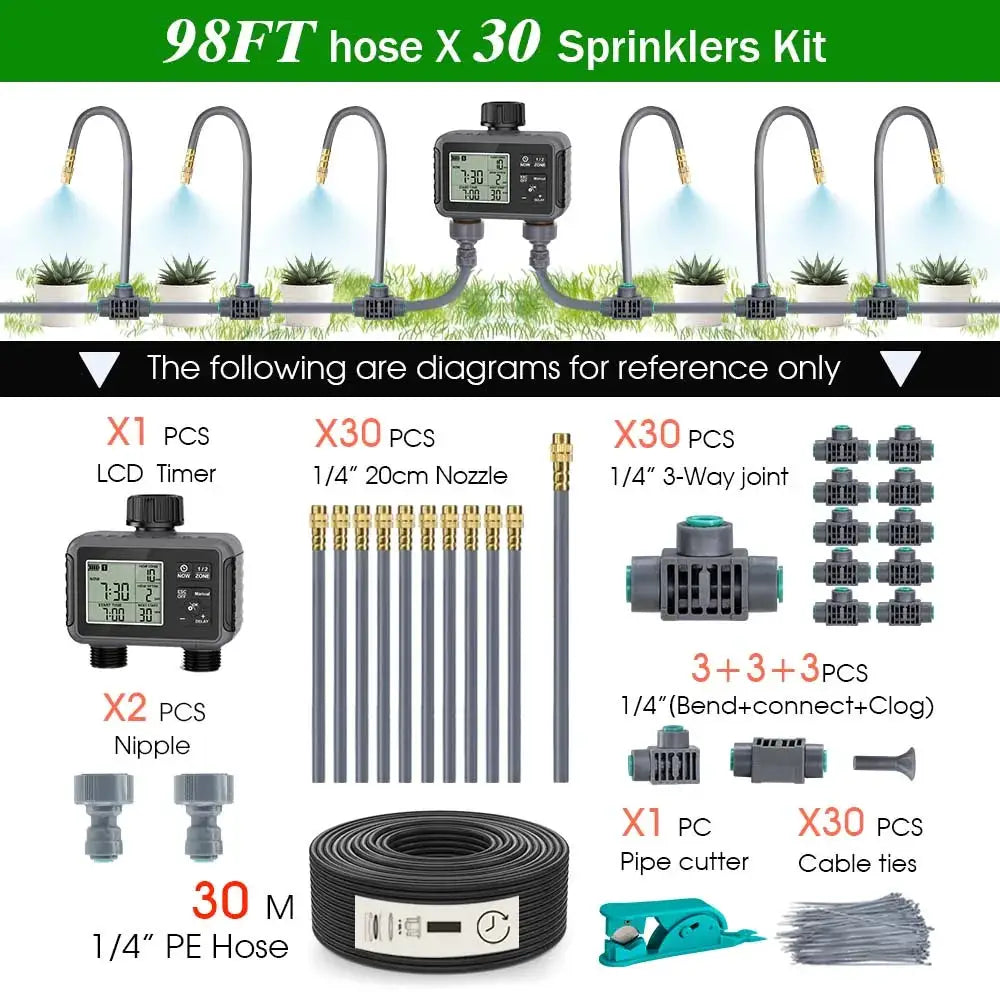 Dual Zone Independent Smart LCD Display Garden Watering Timer Atomization Spray Kit Mist Cooling System Irrigation Controller from PriceLows™