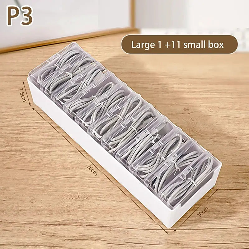 1Set Data Cable Storage Box Cable Organizer Bag With Power Charging Cable Management And Desktop Cable Management Organization from PriceLows™