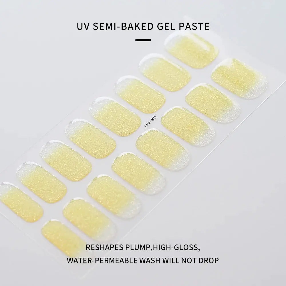 1Pcs Semi-Cured UV Gel Nail Sticker Pure Color Full Cover Waterproof Long-lasting Nail Strips 16Tips DIY Nail Polish Stickers *& from PriceLows™