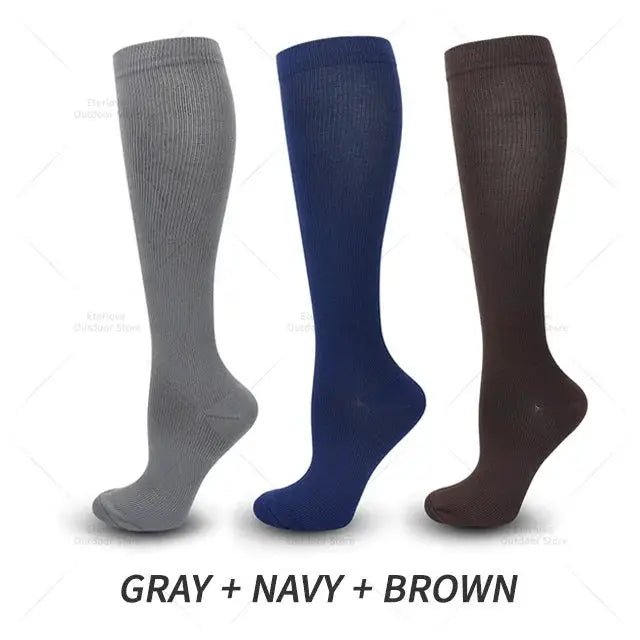 Compression Socks | 15 To 20 Mmhg | Knee High | 3 Pair Pack