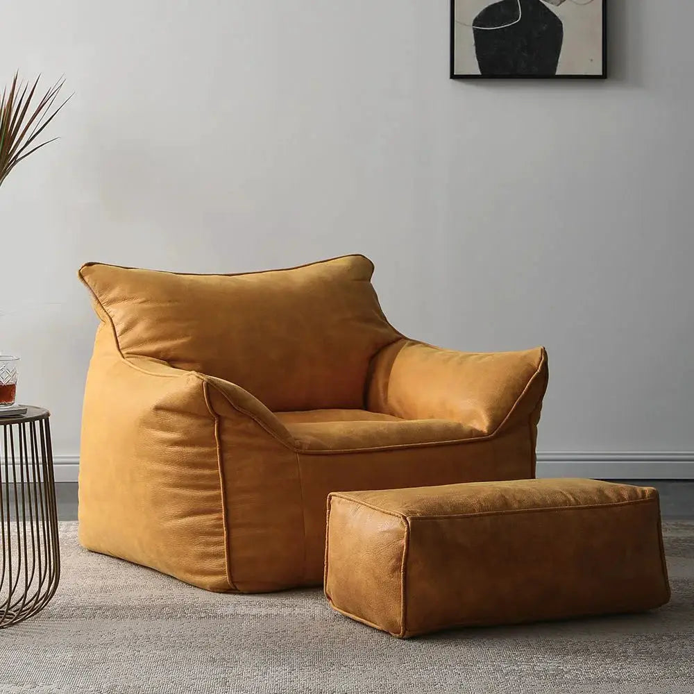 Bean Bag Sofa | Synthetic Leather | Footrest Included | Single from PriceLows™