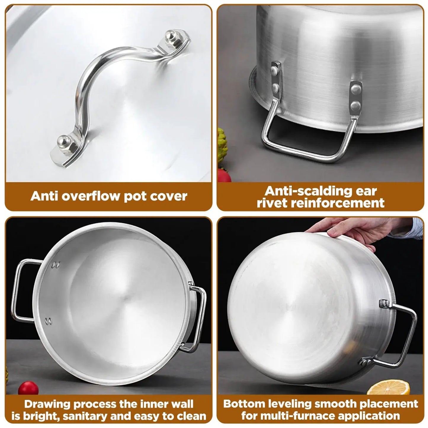 10pcs Aluminum Cookware Set - 5 Pots And 5 Lids (6.3/7.09/7.87/8.66/9.45inch), Sandblasted Non-Stick, Durable for Steaming/Boiling | Steamer, Kitchen Essentials from PriceLows™