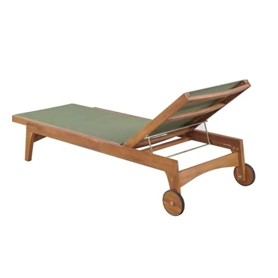 Tristy Chaise Lounge Chair Outdoor, Acacia Wood Frame Sunbathing Pool Lounger, Adjustable Backrest Single Lounge Sofa, Patio Lo from PriceLows™